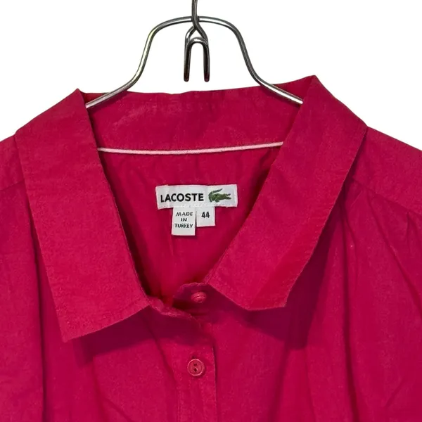 Lacoste Women's Dress Mini Roll Tab Sleeves‎ Belted Waist Button-Up Hot Pink 44 - Image 2