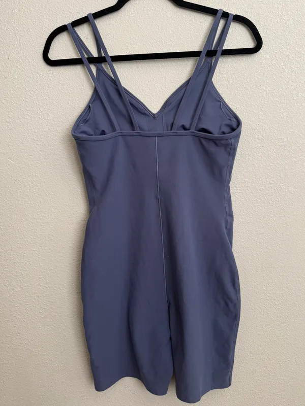 Alo Yoga Alosoft Suns Out Onesie Blue Gray Biker Romper M - Image 5