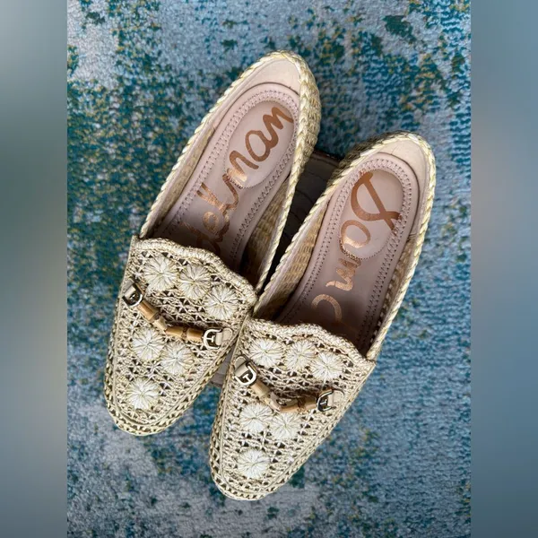 NWOT Sam Edelman Loraine rattan floral bamboo loafers, size 8M - Image 2