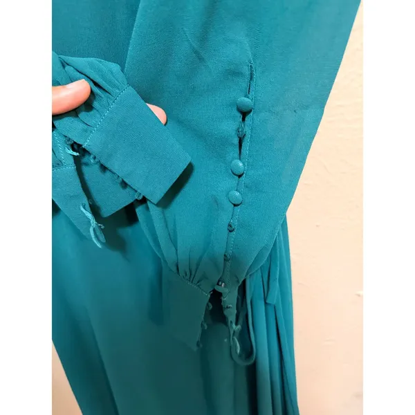 Lulus Teal Green Long Sleeve Wrap Maxi‎ Dress Size Small READ - Image 4