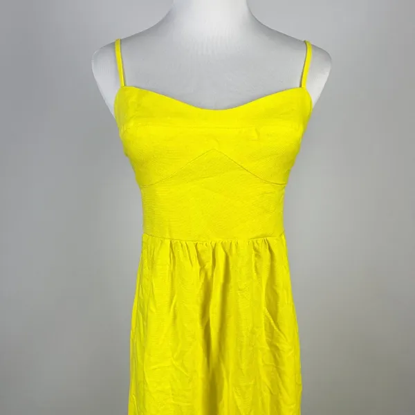 NWOT Farm Rio Linen Blend Yellow Sleeveless Midi Dress Size L - Image 6