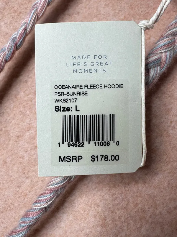 Faherty Oceanaire Fleece Hoodie PSR Sunrise Size Large - Image 5