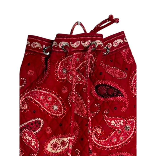 Vera Bradley Backpack Womens Red Pink Paisley Quilted Cotton‎ Drawstring Bag - Image 7