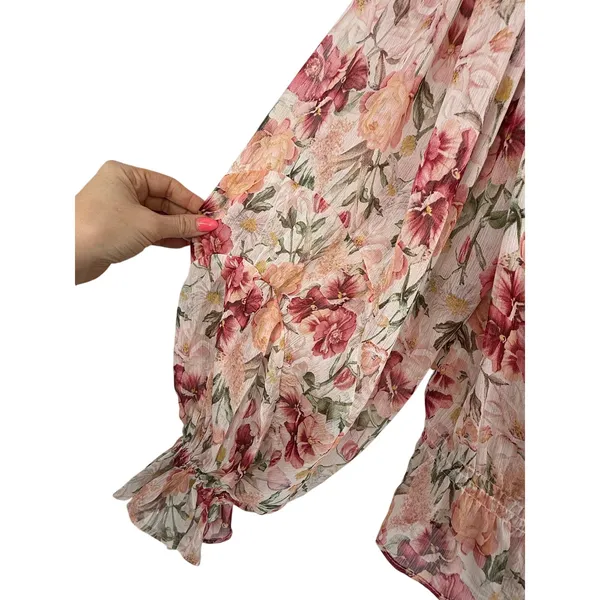 Dress Forum Los Angeles Floral Peasant Blouse Cottagecore Romantic Boho Top M - Image 5