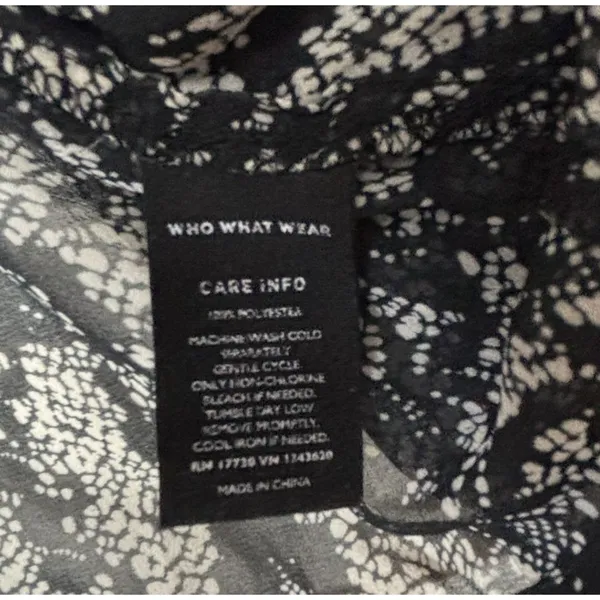 Who What Wear Blouse Black Floral Lace Print Mock Neck‎ Victorian Semi-Sheer L - Image 5