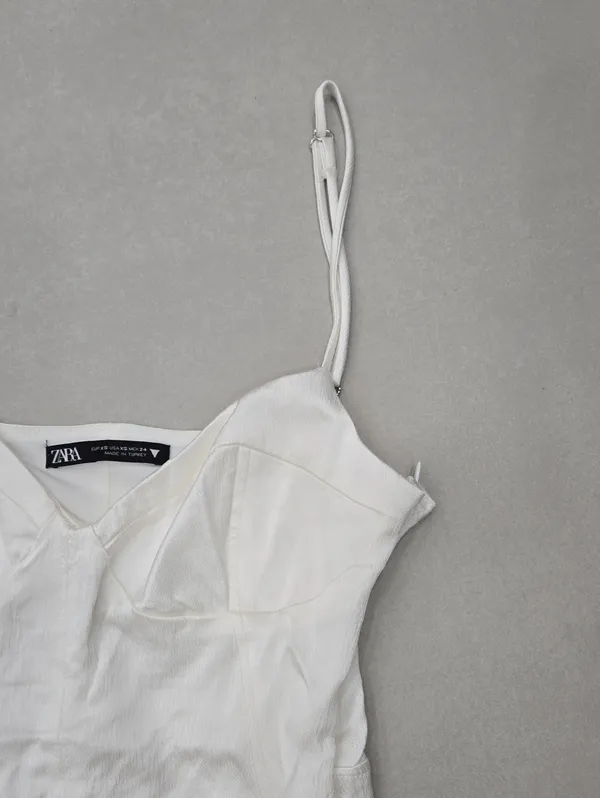 Zara White Satin Corset Bodysuit Size XS - Image 3