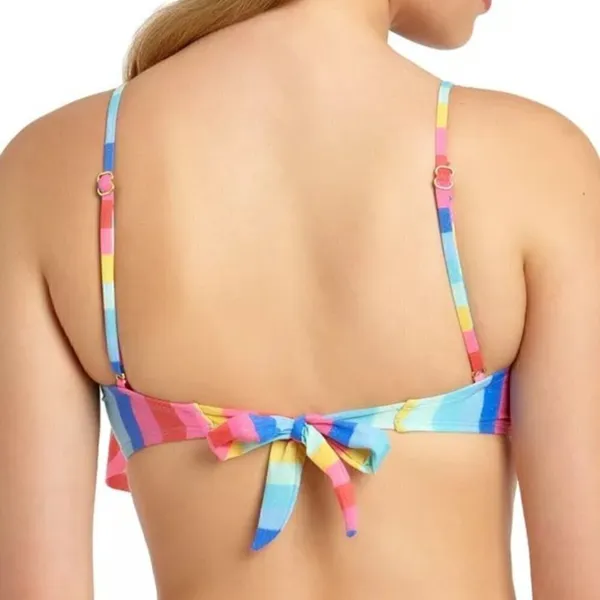 California Waves Women's Size Medium Shiny Handkerchief Bikini Swim Top Rainbow‎ - Image 6