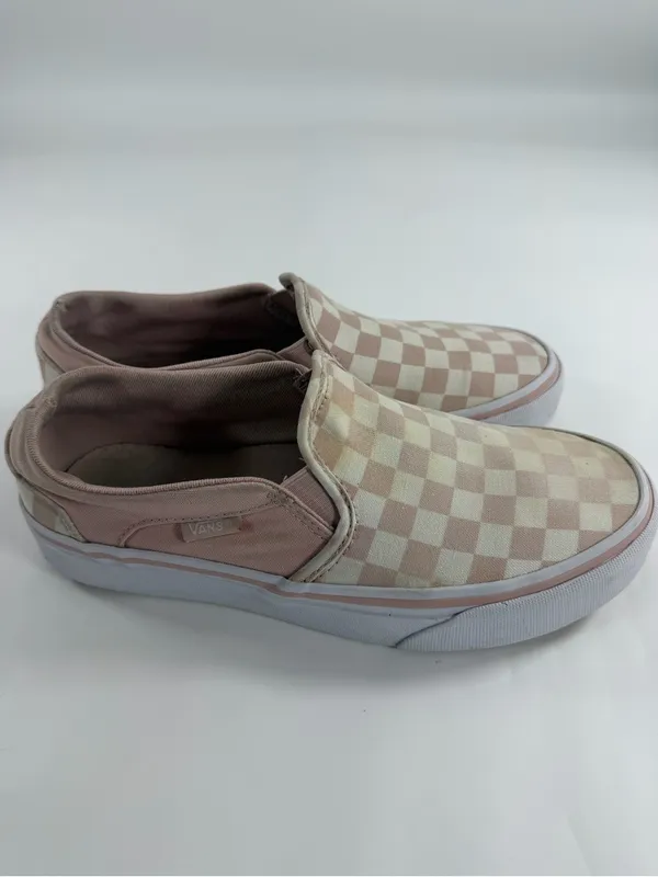 Vans Classic Slip On‎ Checkerboard Blush Pink Canvas Skater Shoes Womens 6.5 - Image 3