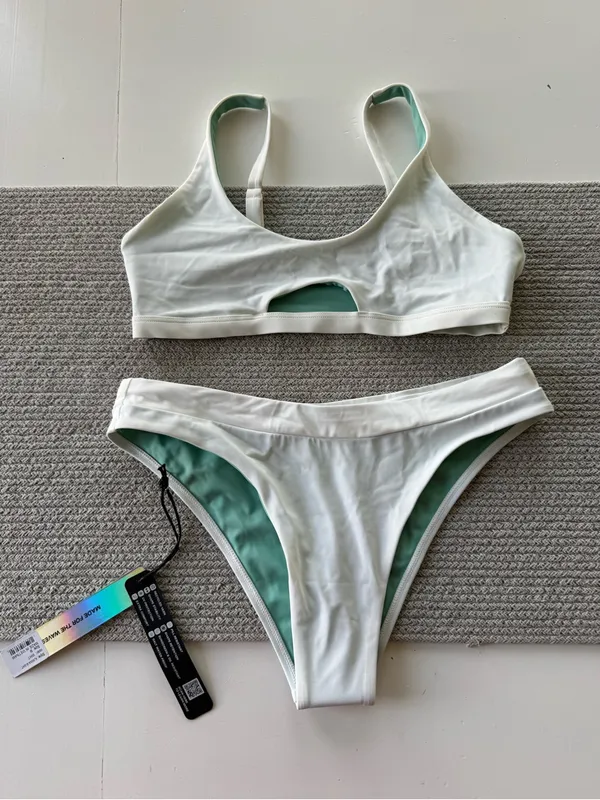 Jolyn White Two Piece Sporty Bikini Set Amelia Top Small Alanna Bottom Medium - Image 7