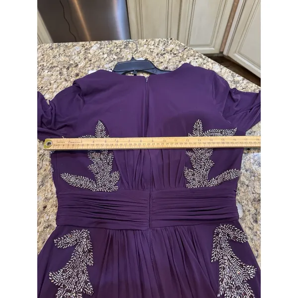 Betsy And Adam Long Evening Gown Purple Embellished Size 10 - Image 7