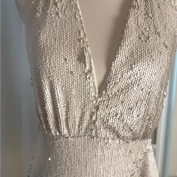 DO+BE Matte Tan Sequin Backless Dress Medium - Image 2