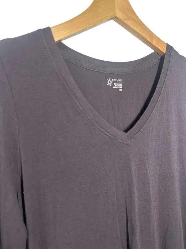 Aerie Offline Charcoal Jersey Stretch Lounge Long Sleeve Top - Image 3