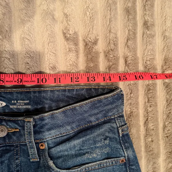 Old Navy OG Straight High Rise Distressed Jeans‎ Blue Size 6 - Image 5