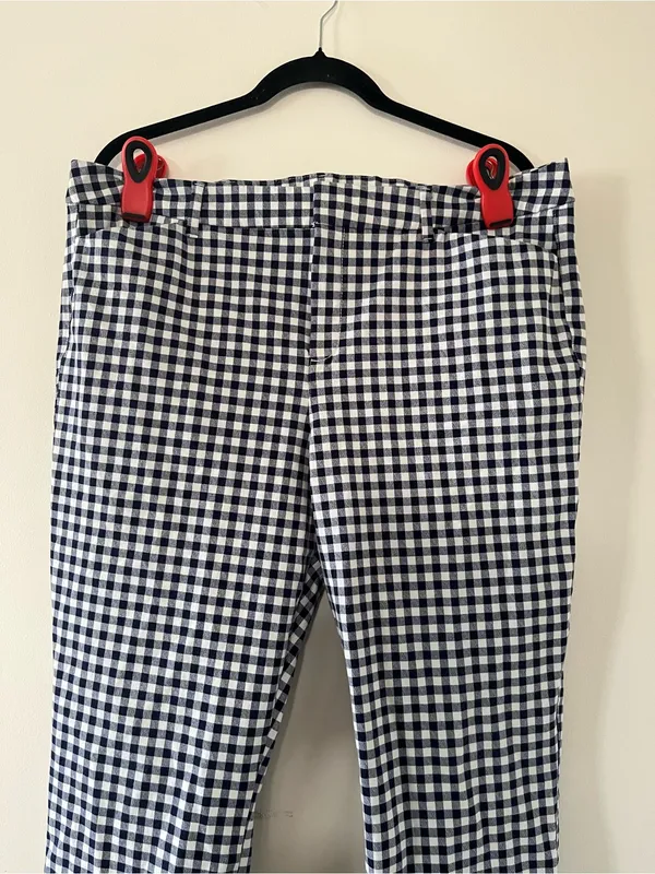 Old Navy Blue White Gingham Check Pixie Ankle Skinny Trouser Pants 16 Preppy - Image 2