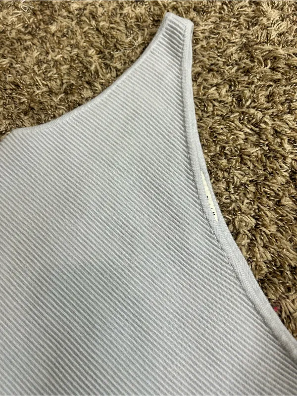Abercrombie & Fitch Knit Ribbed One-Shoulder Bodysuit Pale Blue Sz M - Image 3