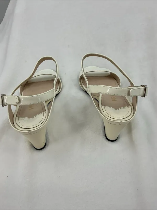 Prada Cream Patent Leather Ankle-Strap Heels B51 - Image 3
