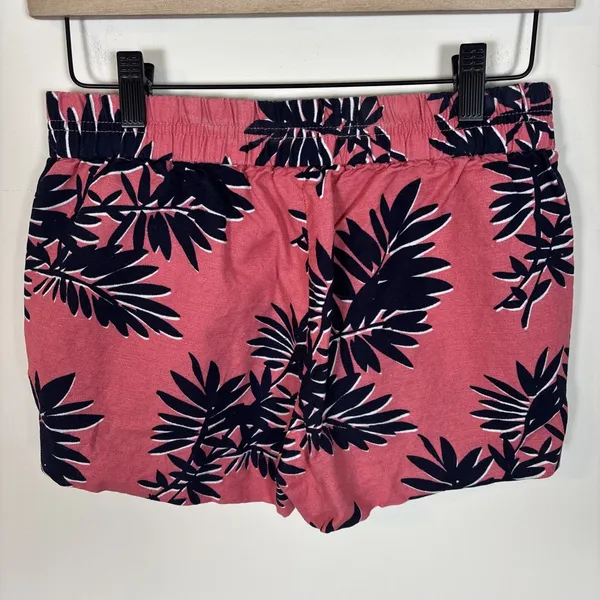 J Crew Shorts Sz 00 Pink Blue Linen Blend Palm Leaf Pull On 3" Inseam Tropical‎ - Image 5