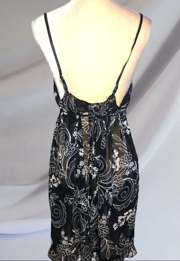 Apt9 semi sheer black nighty w/ white design - Image 7