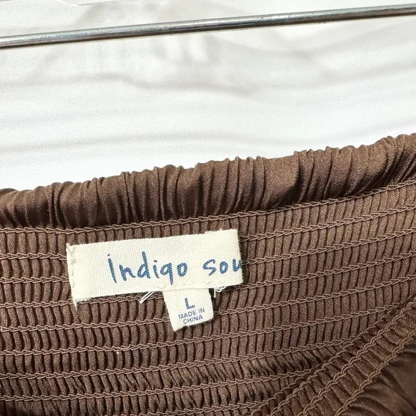 Indigo Soul Large Midi Skirt‎ Brown Tiered Smocked Boho Fairy Soft Girl 1772 - Image 5