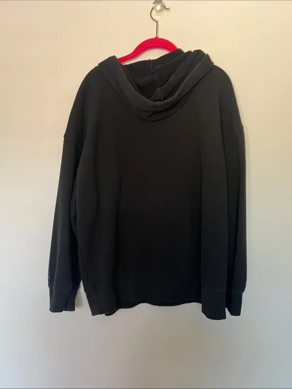 EUC Victoria's Secret Black Lace-Up Hooded Sweatshirt sz XL - Image 6