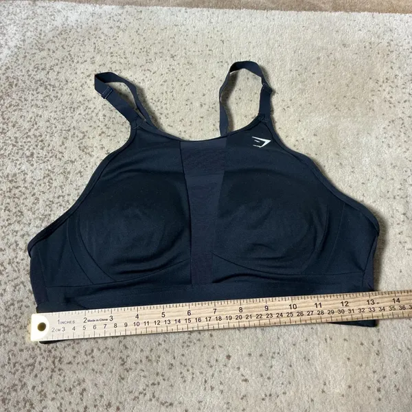 Gymshark High Support Mesh Sports Bra Womens M Black Adjustable‎ Straps Hook - Image 2