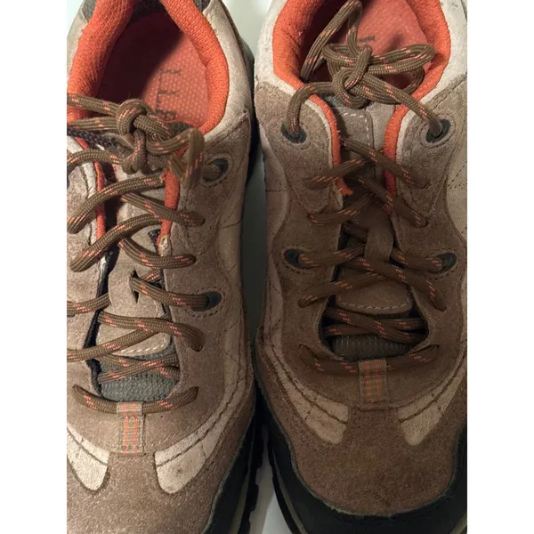 LL Bean Waterproof Hiking Trail Shoes Women's Suede Leather‎ Brown Orange - Image 6