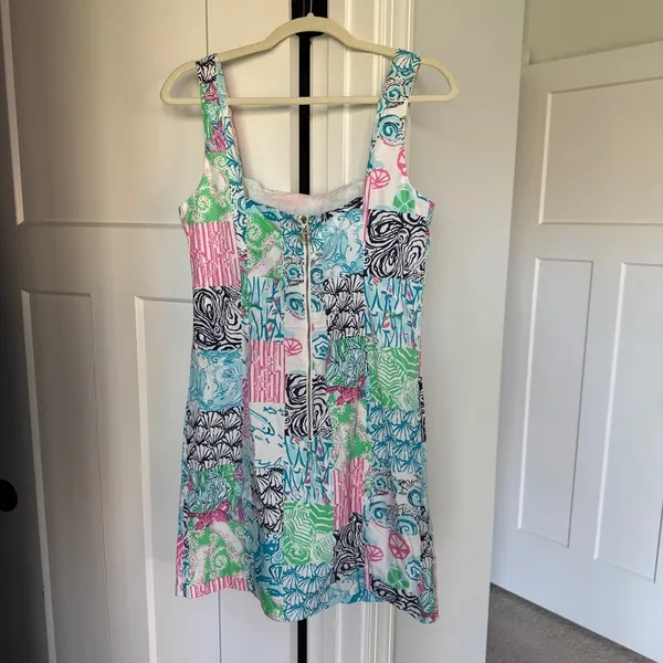 Lilly Pulitzer Idi Shift Dress Osterville Patch print‎ pink blue - Image 6