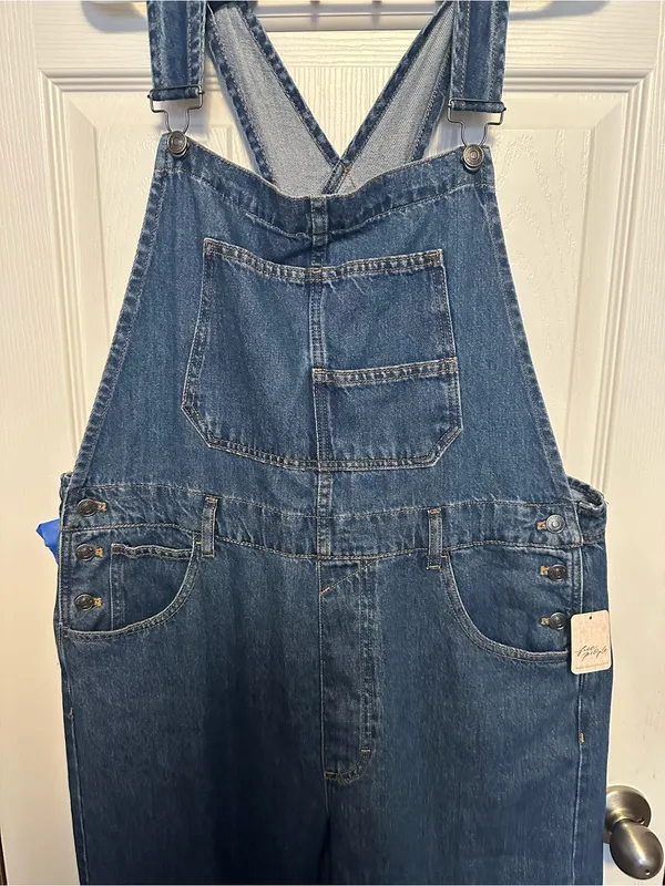 We The Free Medium Blue Denim Relaxed Overalls - Image 9
