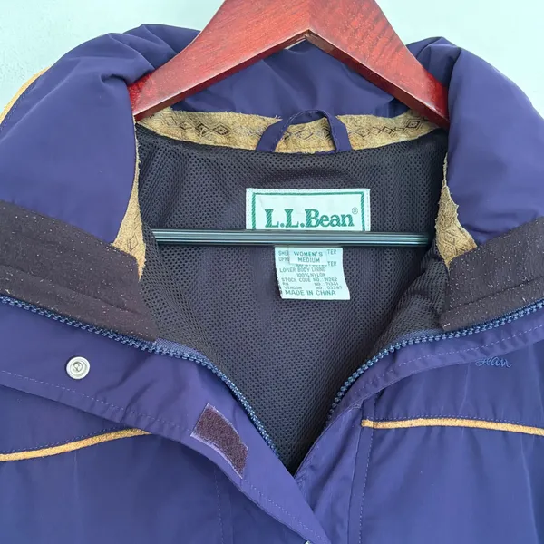 L.L. Bean Womens Purple Anorak Jacket Medium Vintage Suede Trim Pullover W262 - Image 2