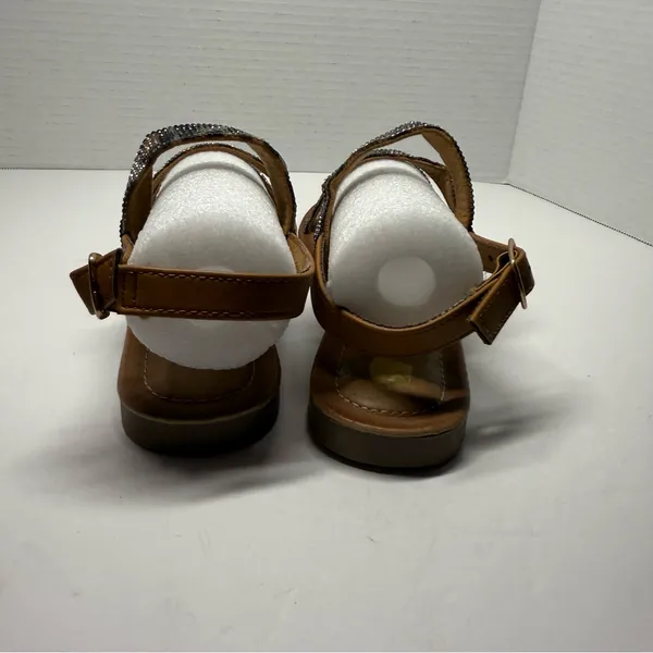 Brown Strappy Sandals with Rhinestone Accents - Image 3