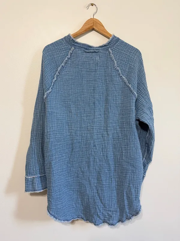 Aerie Gauzy Button Up Shirt Size Medium Oversized Beach Coverup - Image 6