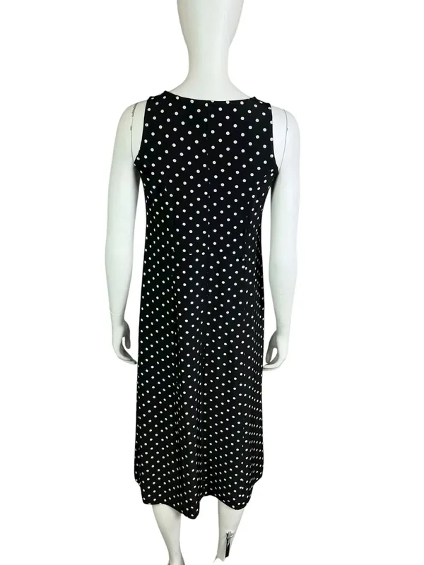 TR Bentley Vintage 90s Black & White Polka Dot Sleeveless Maxi Dress - Image 3