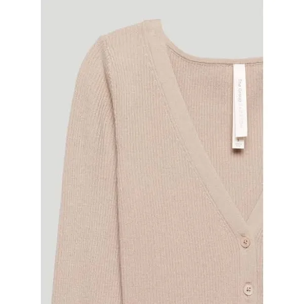 The Group Babaton Womens Pink Waffle Knit Cardigan S V-Neck SWF0-1113-30 - Image 2