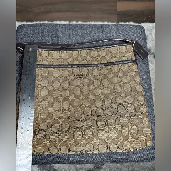 Coach Designer Signature Jacquard File Crossbody Bag Brown Tan - Image 4