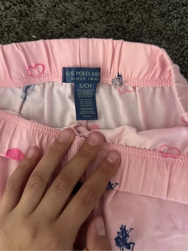 U.S. Polo Assn. Pink Heart Pajama Bottoms Size Small 0270 - Image 3