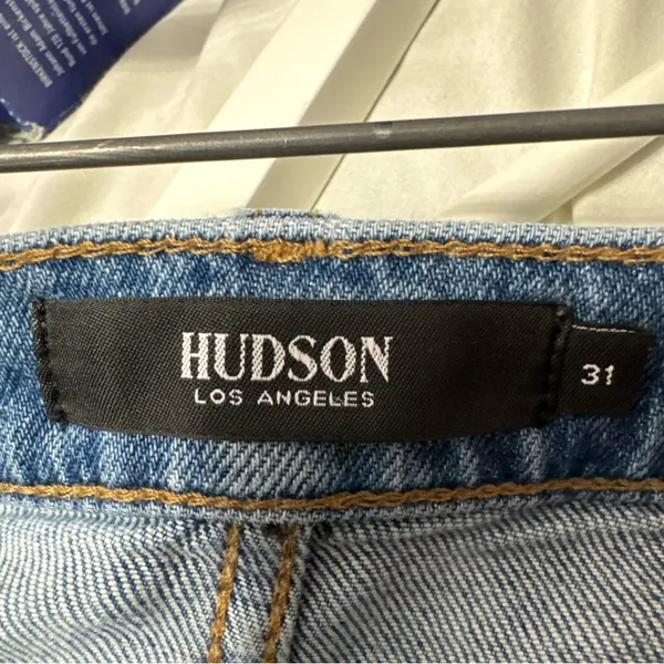 Hudson denim miniskirt, distressed raw edge size 31 - Image 5