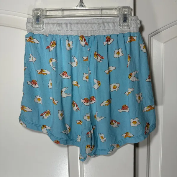 Slouch Potato Lazy Egg Print Modal Pajamas Lounge Shorts Women XS Blue‎ Stretch - Image 2