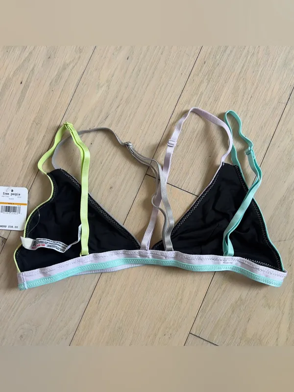 Free People Finn Strappy Back Bra Bralette in Black NWT - Image 4