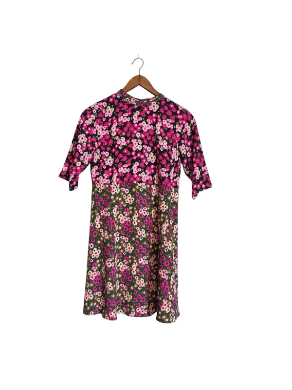 ASOS Pink and Green Mini Floral Print Half Sleeve A-Line Dress - Image 3