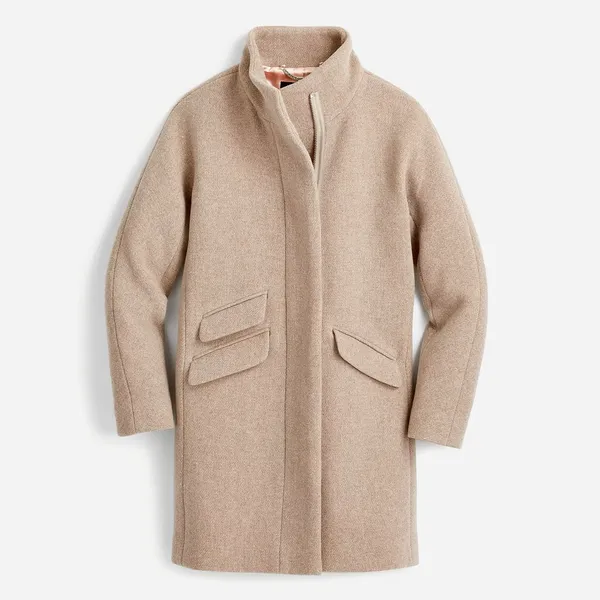 J Crew • Stadium Cloth Cocoon coat tan wool Nello Gori Heather Sandstone zip - Image 4