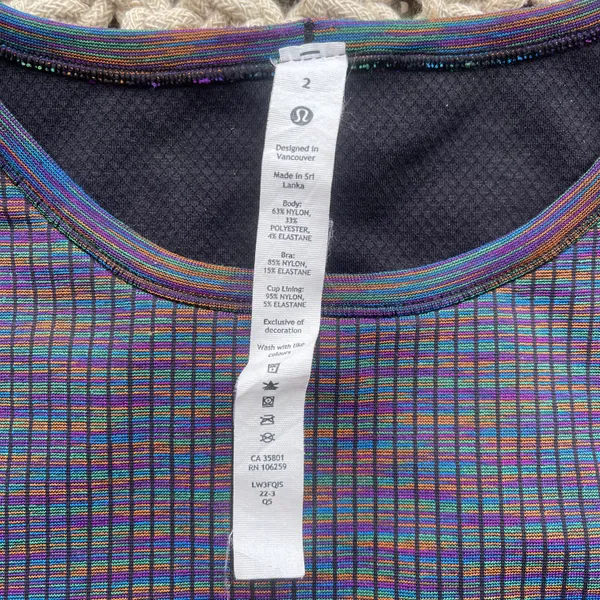 Lululemon Long Sleeve Crop Top Size 2 - Ebb To Street Rainbow Multi - Image 6