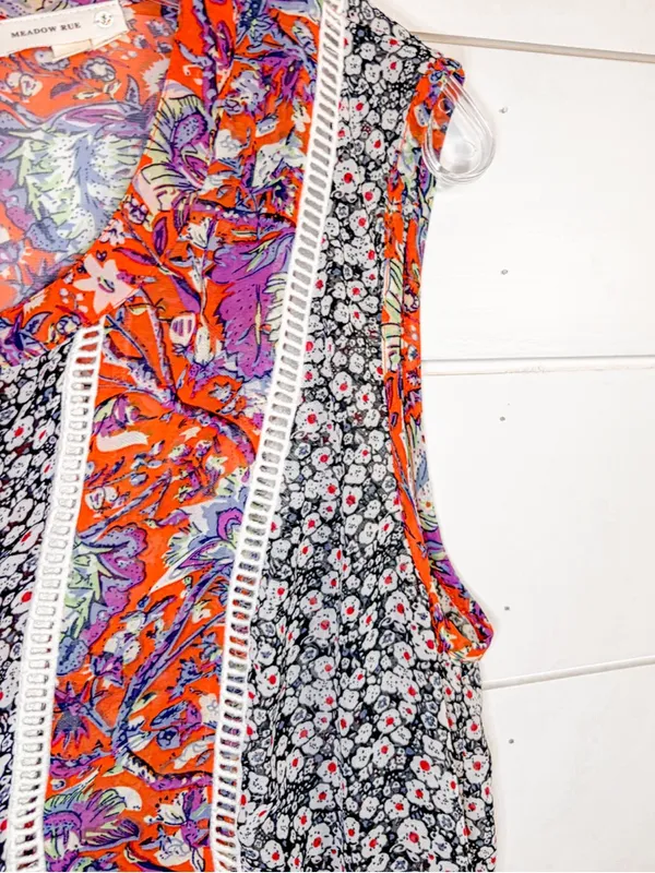 Anthropologie Meadow Rue Floral Colorblock Sleeveless Top, EUC, Medium - Image 5