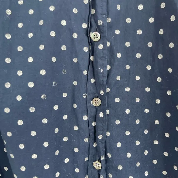J crew perfect cotton button up polkadot blue and white detailbutton up size 6 - Image 7