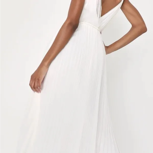 New Lulus Medium Sweet Greek Goddess‎ White Mesh Dress Romantic Cottagecore - Image 13