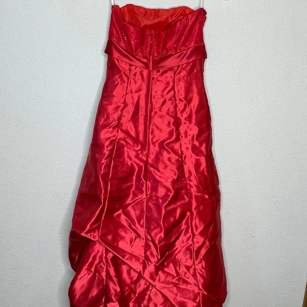 Vintage Strapless Formal Dress‎ Red Size L - Image 4