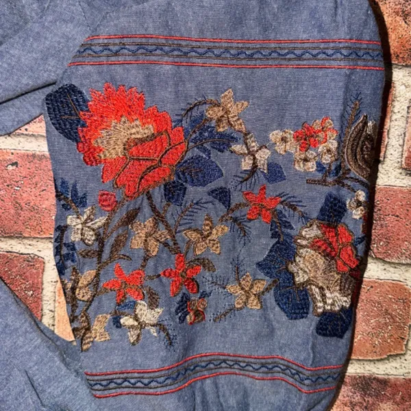 New In the Flow Design Ltd Sg Floral Embroidered Off the Shoulder Dress Size L - Image 4