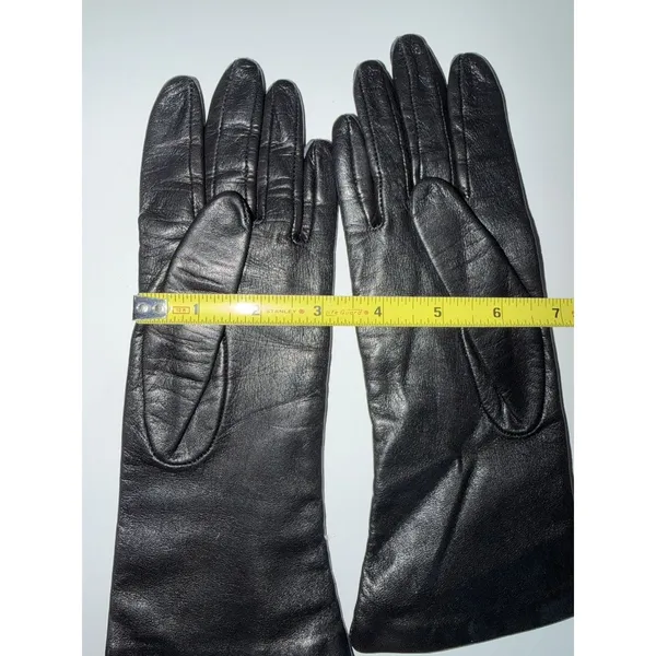 Vintage Womens Size M / 7 Black Soft Leather Formal Mid Length - Image 4