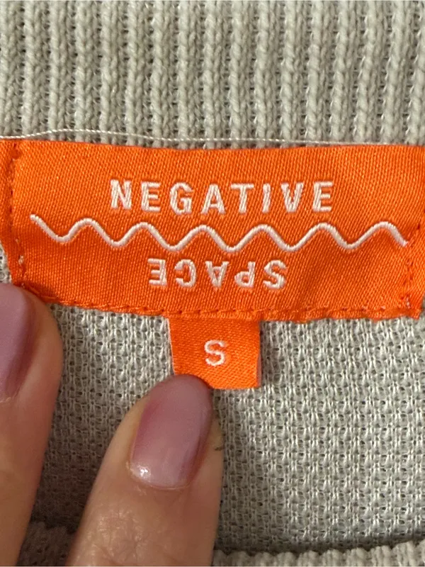 Negative Space Beige Ribbed Crewneck Sweatshirt Size S - Image 4