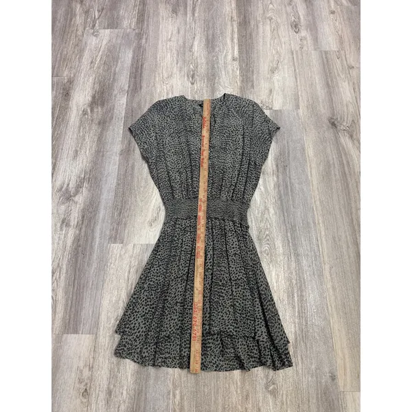 Rails Karla Olive Lynx Green Black Cheetah Print Smocked Waist Mini Dress Small - Image 6