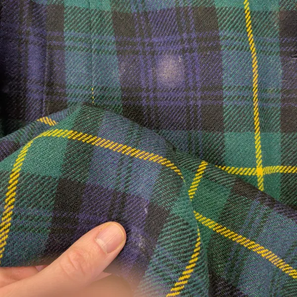 Vintage Navy Green Plaid Wrap Skirt Fringed Kilt Style Button Front‎ Knee Length - Image 8